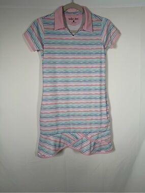 Turtles & Tees Girls' Pink‎ Multi-Stripe Polo Dress